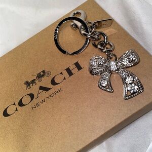 Coach Silver Bling Bow Keychain Bag Charm